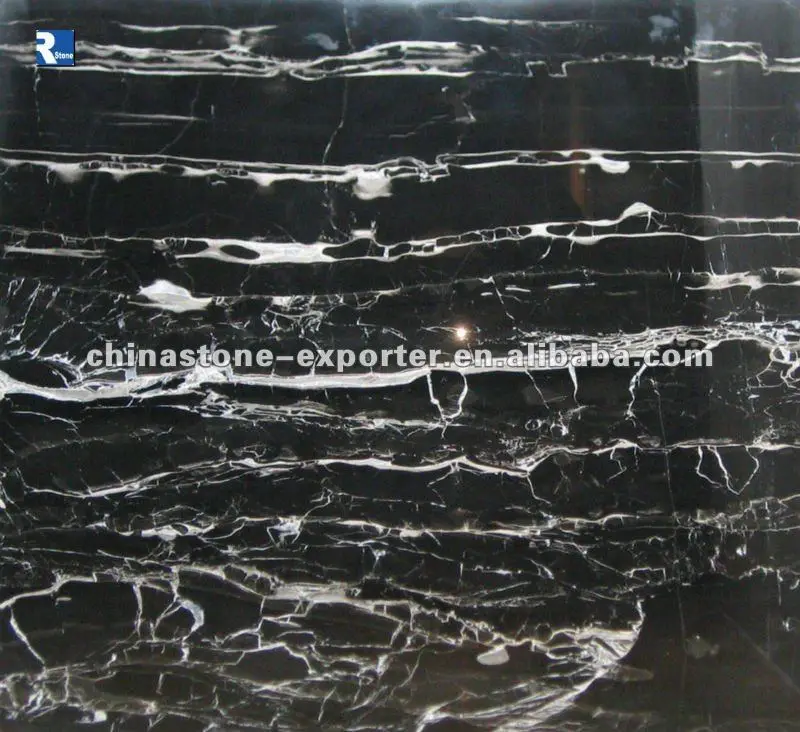 black marble with white veins