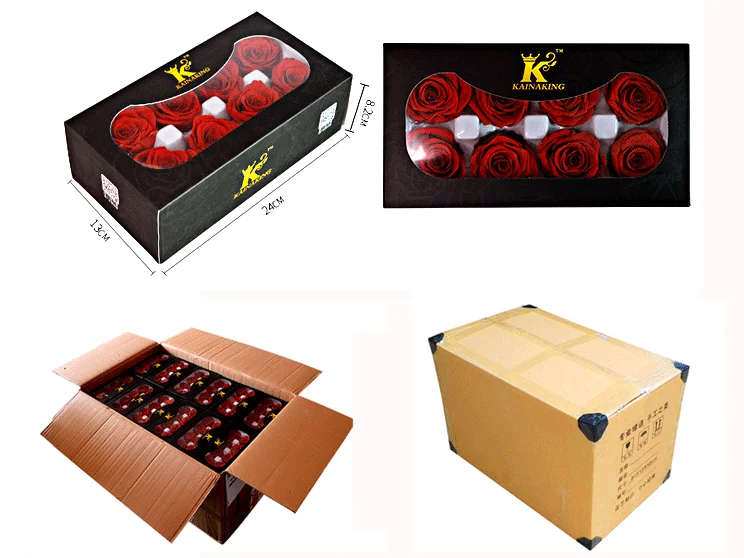 Wholesale dropshipping 5-6cm high quality grade a multi color cheap natural artificial flowers preserved roses heads in a box