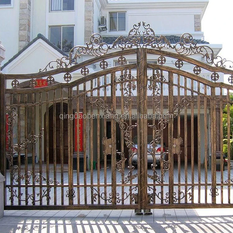 Forged iron gate design of antique custom house.