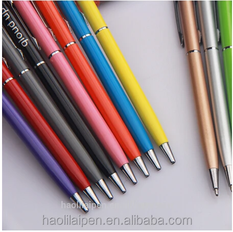 Promotional stylus touch ballpoint pen multicolor cheaper slim pen for hotel metal pen
