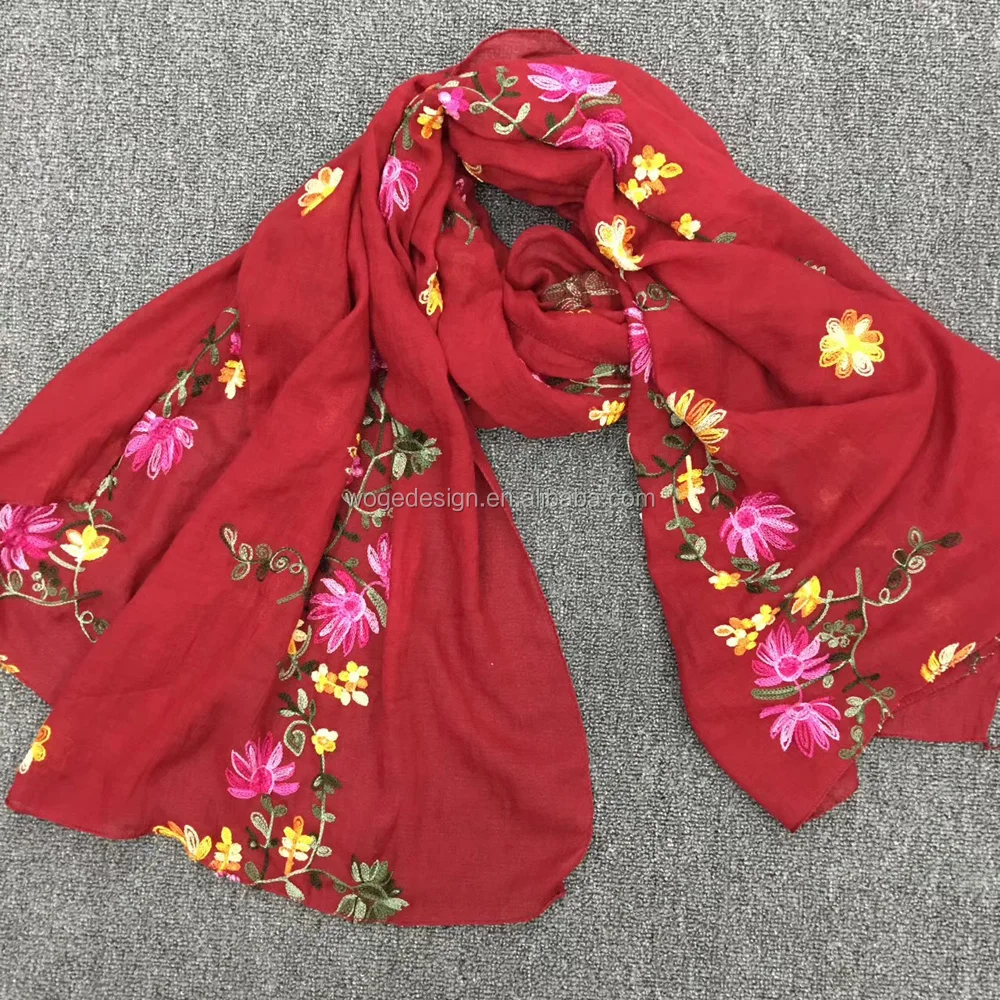2017 Top sale yiwu unique Turkey vintage decorative accessories tippet stole headwraps lady blossom embroidery new viscose scarf