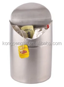 Mini Countertop Trash Can Brushed Stainless Steel Swing Top Trash Bin 1.5L