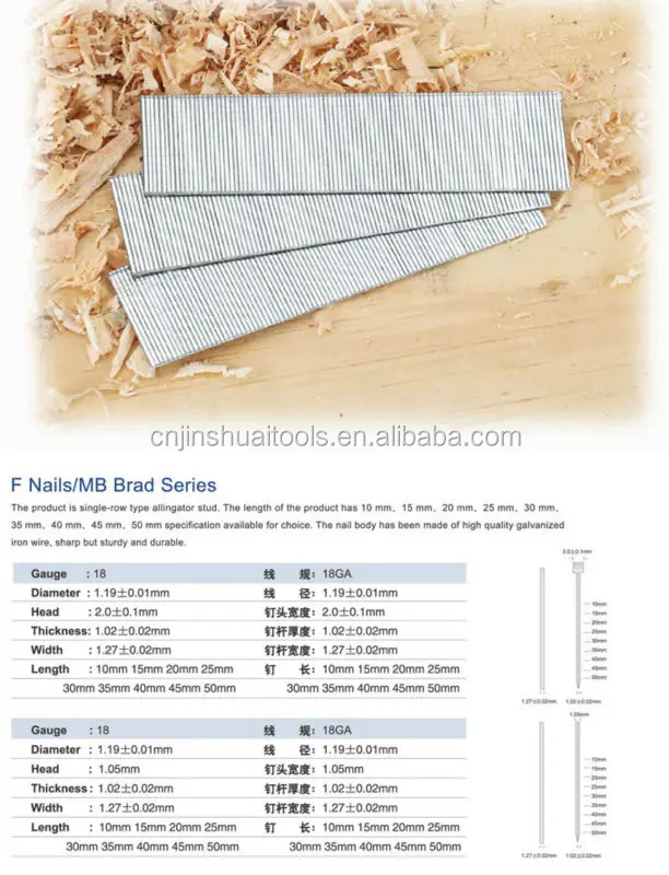 
Pneumatic Nailer, Ga.18, F50C, 2' Brad Nailer 