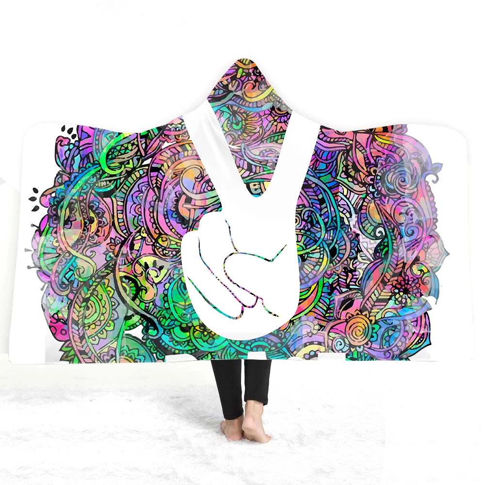 factory  unicorn custom logo indoor warm for adult kids  digital printing polar fleece sherpa double thick hooded blanket