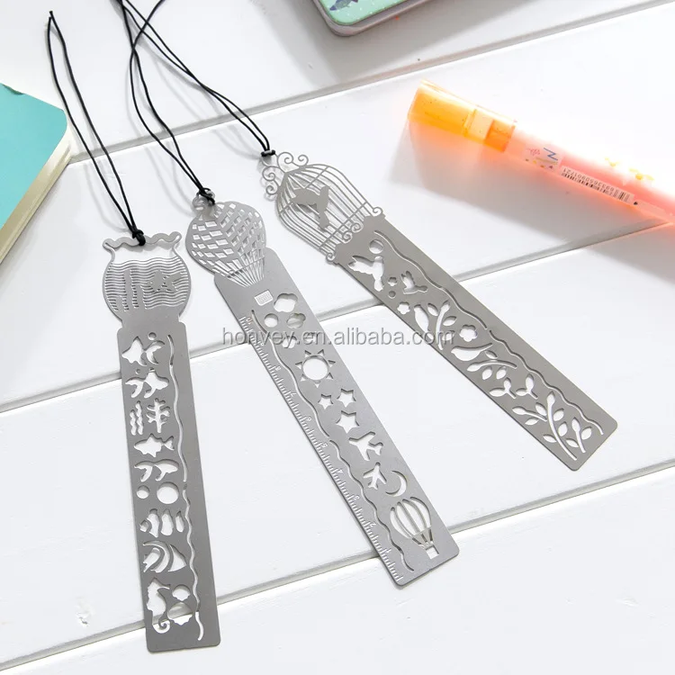 HONVEY Pack of 4 Creative Hollow MINI Cute Ultrathin Stainless Steel Bookmark Ruler Templates Stencil