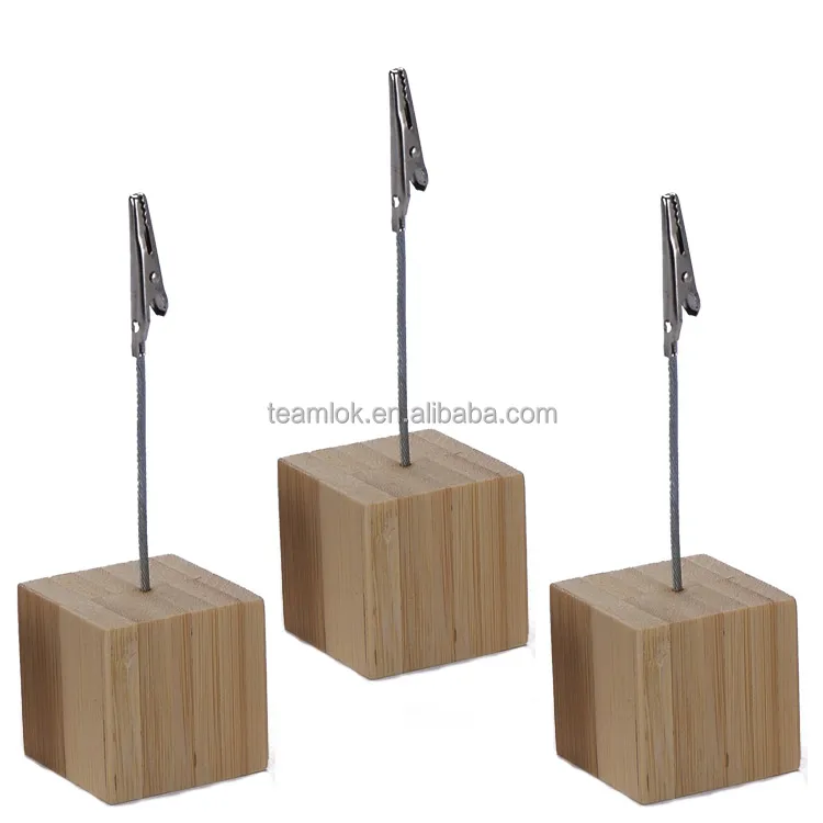 
Bamboo Memo Clip Holder 4x4x4cm Bamboo table sign holder 