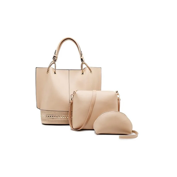 2019 new European and American simple solid color shoulder bag mother bag three-pieces