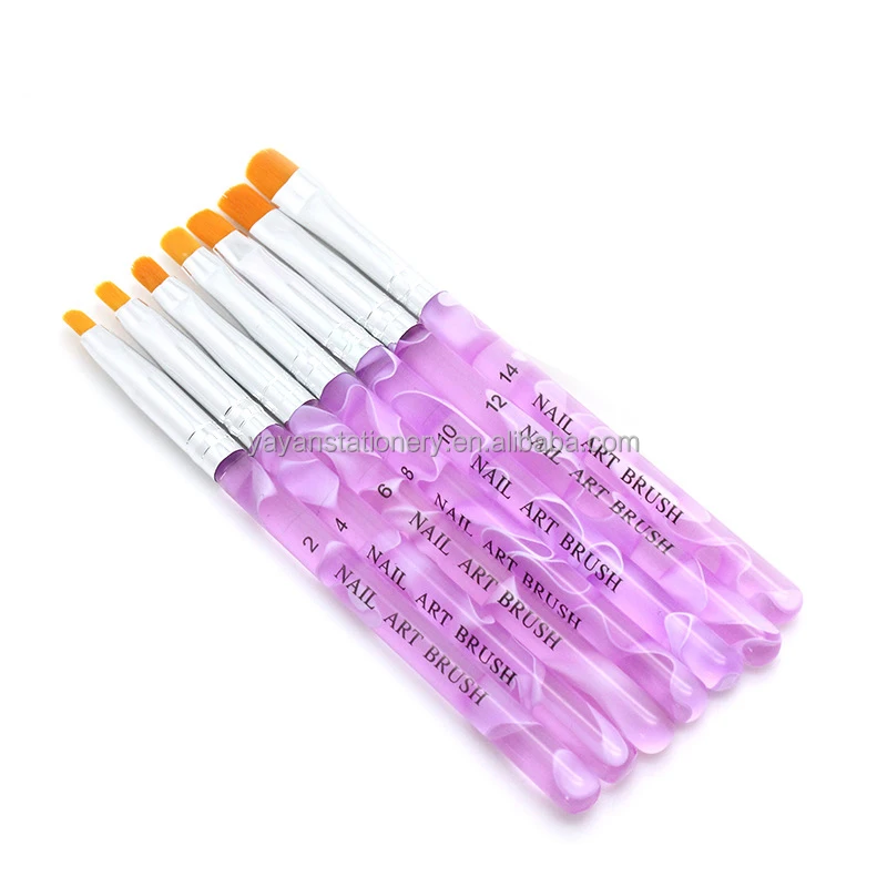 Customized Filbert Synthetic Nylon Hair Acrylic Nail Art Brush Set For Sale