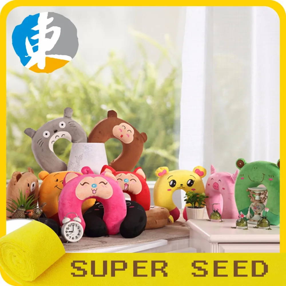 Plush bear neck travel pillow for U shape memory foam