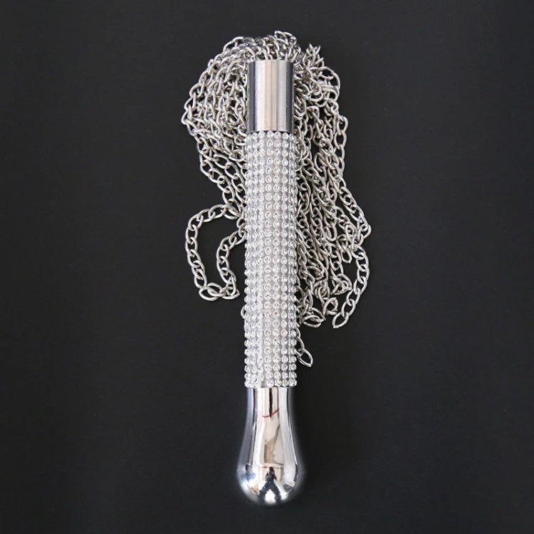 camaTech Metal Chain Sex Whip Silver Chains Diamond Handle Flogger Fetish Flirting Spanking Knout SM Tool Adult Game