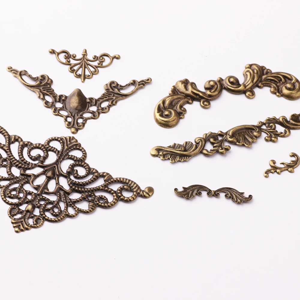 Винтажные филигранные треугольные соединители, металлические филигранные для украшения, античная бронза, филигранные ювелирные изделия, железная латунь