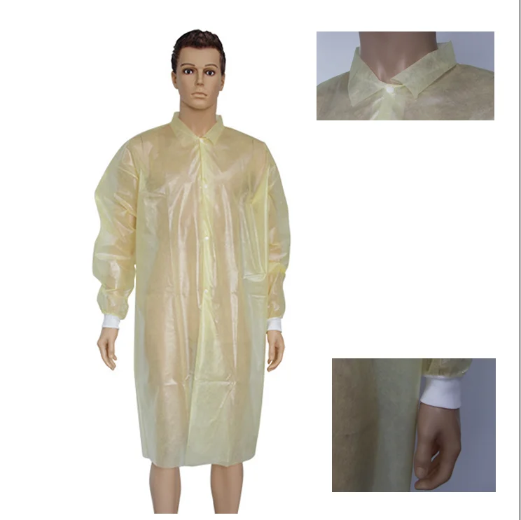 Shirt collar non woven PP surgical gown lab coat cheap price medical doctor disposable non woven hospital gown