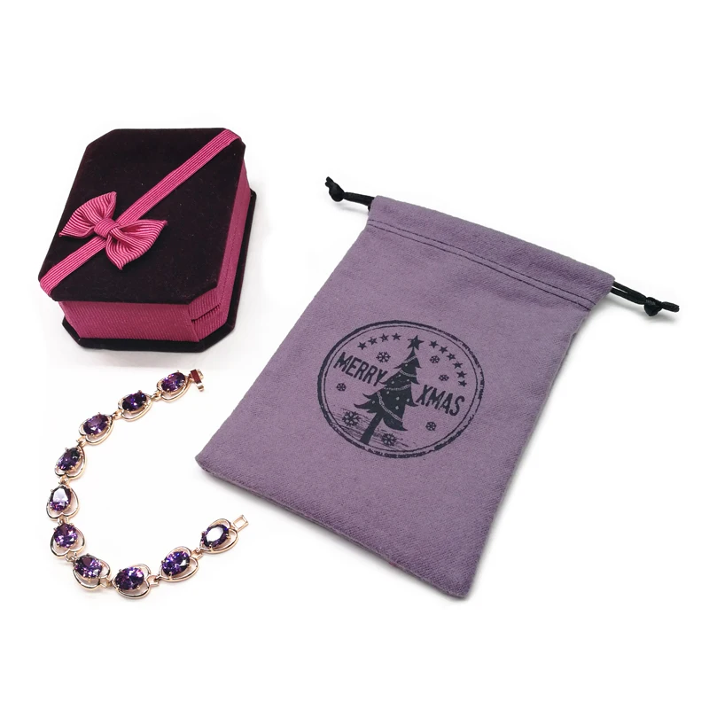 Flannel soft cotton small drawstring bag for gift