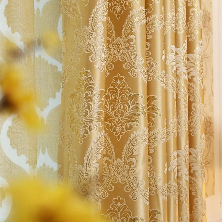Home Goods Used Hotel  Luxury Designs Fabrics Jacquard Windows Curtains with Attached Valance for the Living Room Door