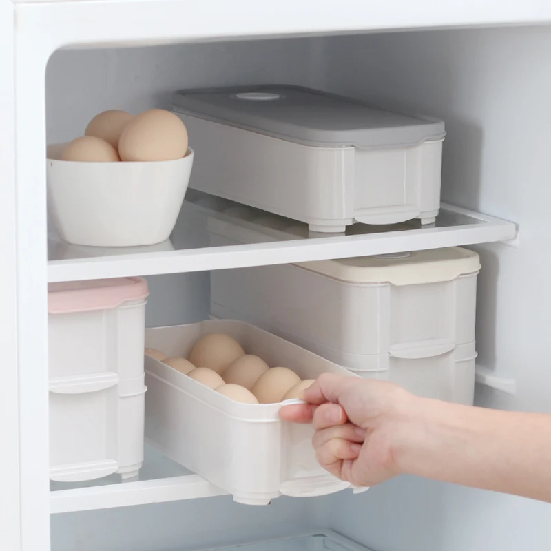 Plastic 10 egg tray storage box stackable