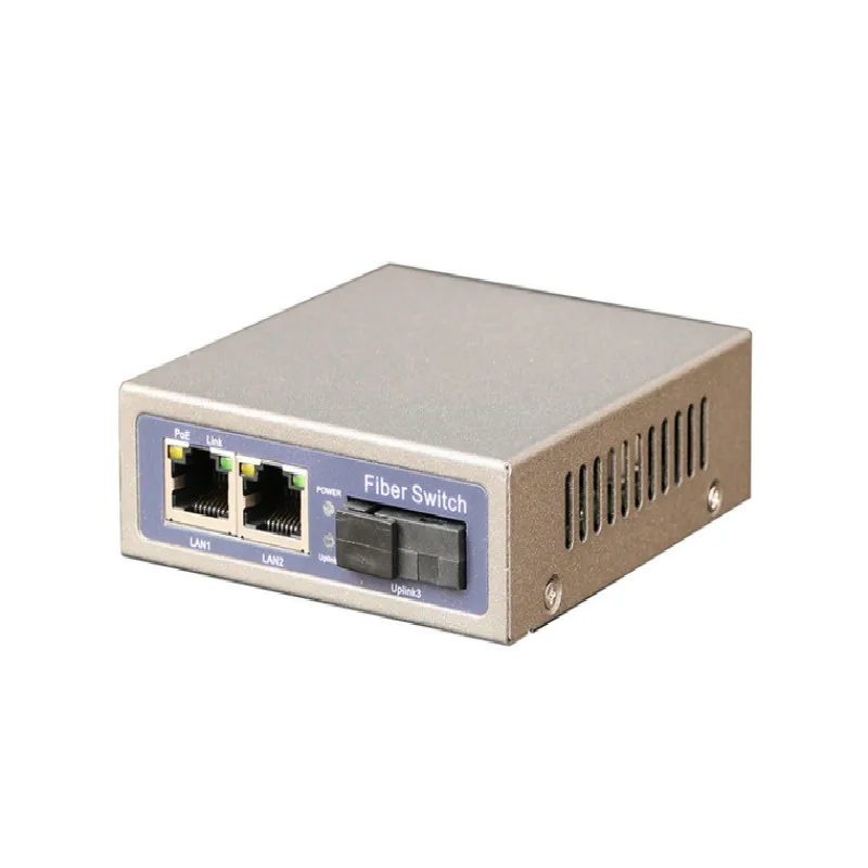 12v mini 2 port reverse poe switch with 1 fiber sc uplink