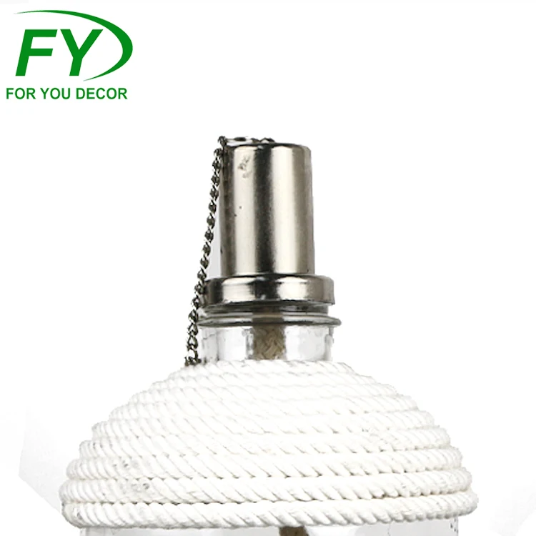 
Garden decoration stainless steel wick holder outdoor glass burn oil lamp 