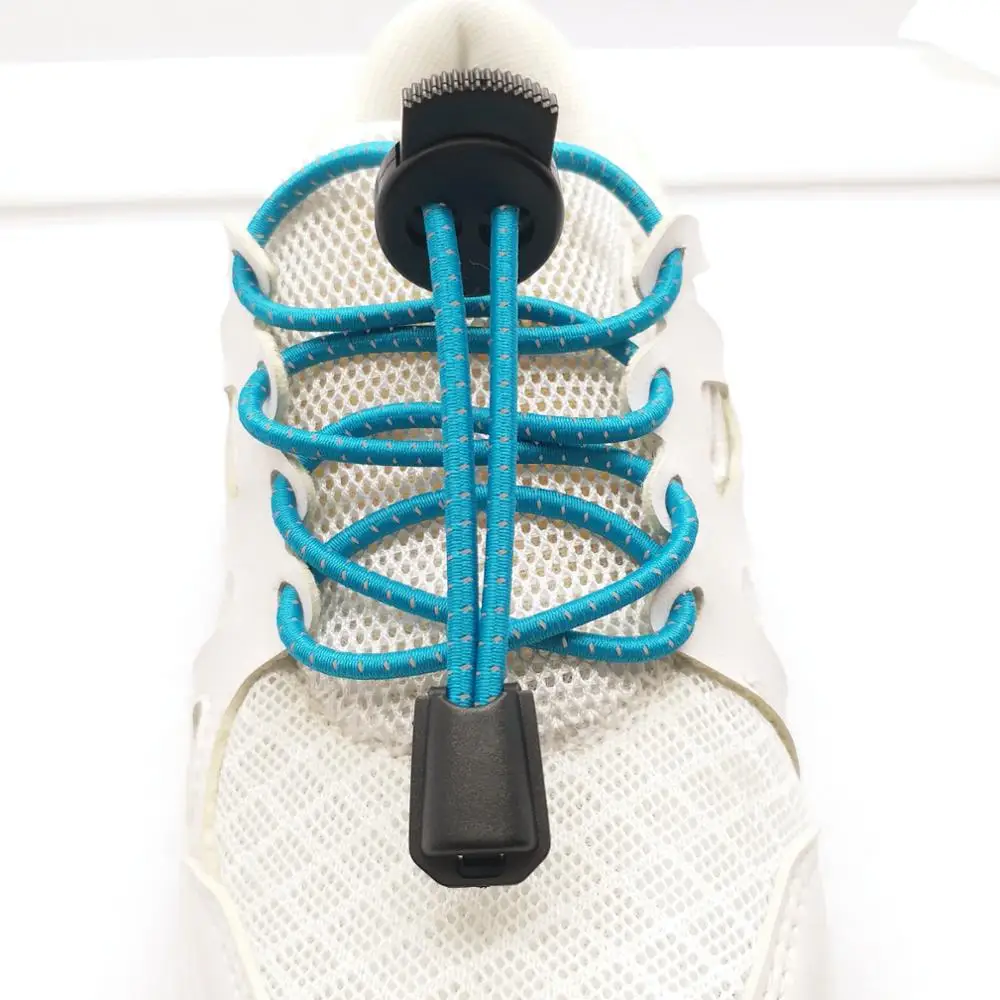 High quality 3mm color reflective lock shoe laces with custom logo printed