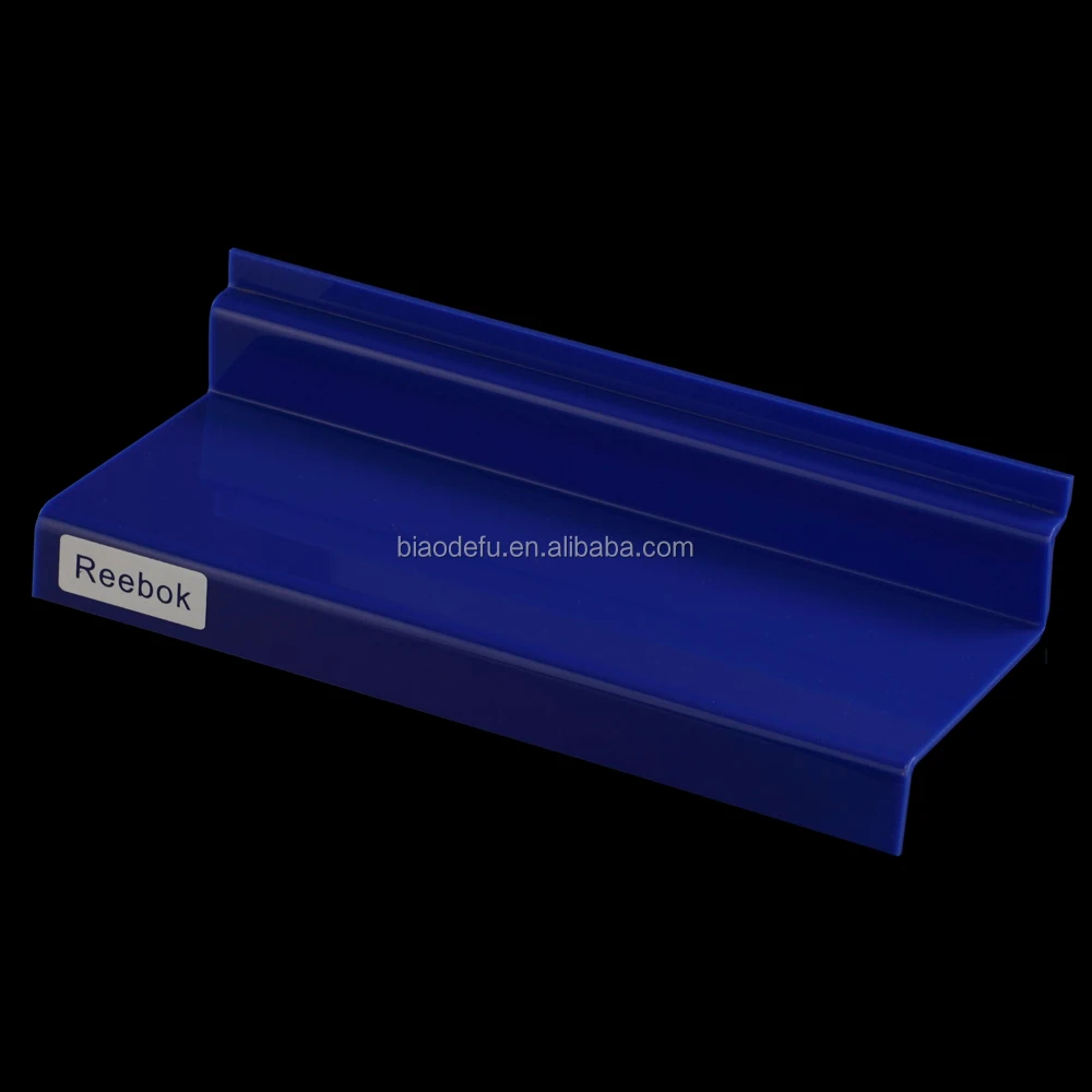 Retail price wall mount plexiglass shoe shelf display, slatwall acrylic shoe riser shoe holder stand shelf