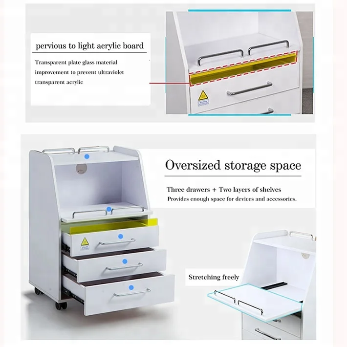 lockable UV disinfection cart beauty salon trolley equipment