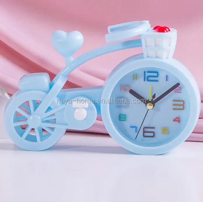 Candy colors Creative Portable mini children student alarm clock / bicycle shape Desk Table Alarm Clocks