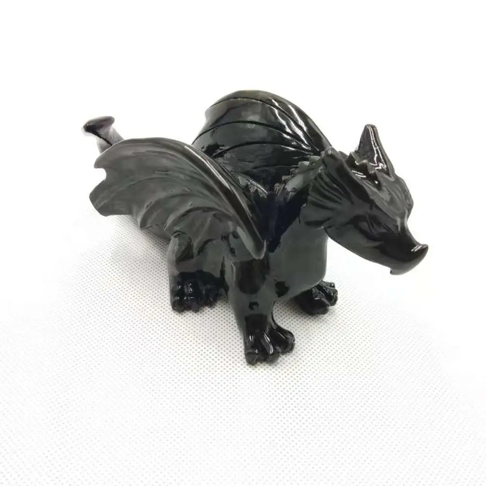 Natural Hand Carved Polished Obsidian Dragon For Decorate