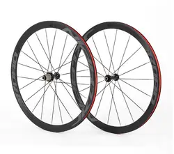 700C Road Bicycle Carbon Fiber Hub Wheelset Fat Spokes 40mm Rims