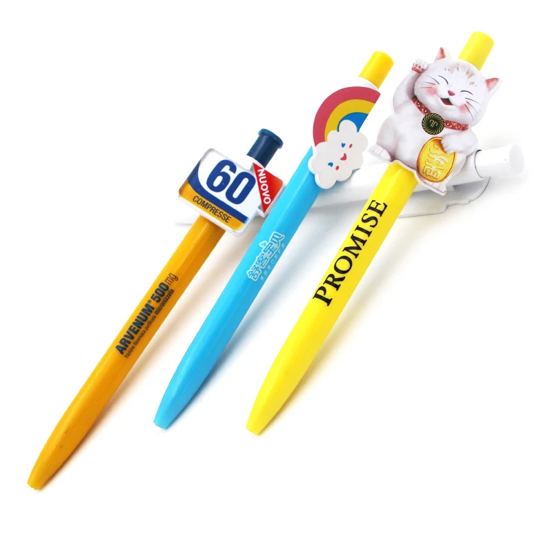 
click type OEM custom clip shape plastic ball point pen for promotion and advertising 