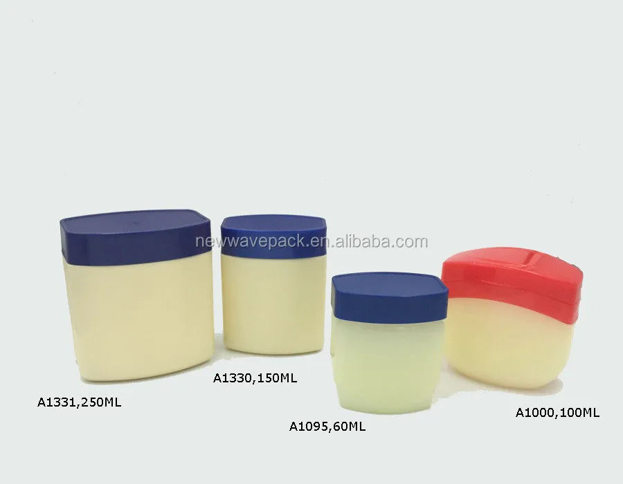 250g HDPE plastic petroleum jelly container , empty square cosmetic jars 130g 100g petroleum jelly bottle