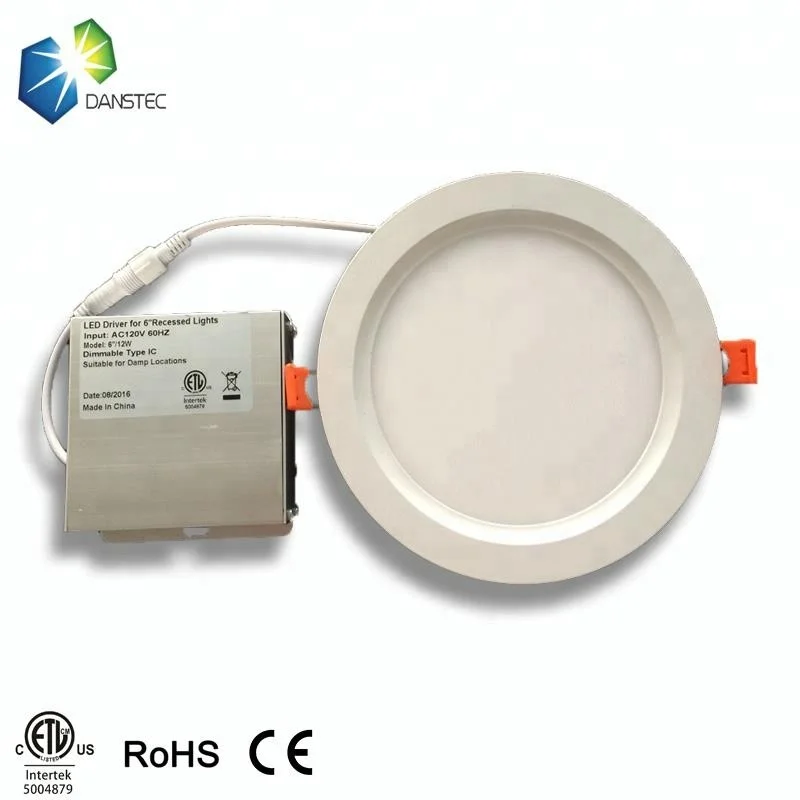 Triac dimmable IC Номинальный коммерческий CE ETL Список 4 дюймов 6 дюймов 5 дюймов 7 дюймов 8 дюймов Тонкий светодиодный встраиваемый потолочный светильник