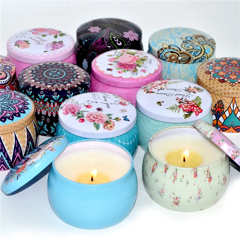 hot sale pretty garden cute flowers travel tin Insect-Repellent Citronella Candle