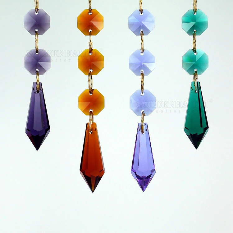 38mm Crystal Icicle Drop Prism Beaded Curtain Garland For Chandelier , Lamp, Wedding ,Home Decoration GOLDENHAITAI