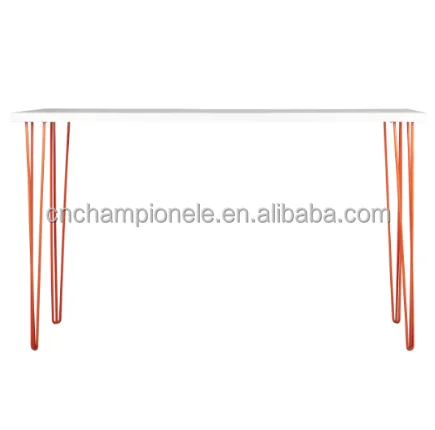Hairpin long high bar white top, wooden top bar table
