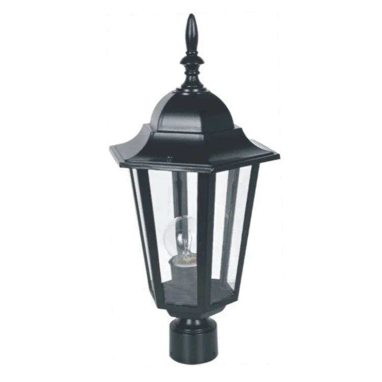Outdoor Post Top Light Pole Mount Driveway Lighting Garden Porch Yard Fixture Black Lantern Lamp