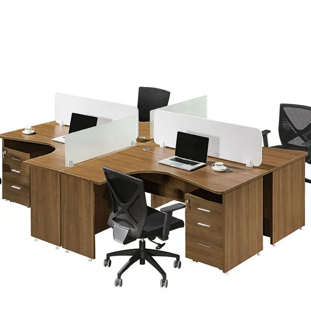Competitive Price L-shaped 4 person office cubicle 120 degree office furniture workstation