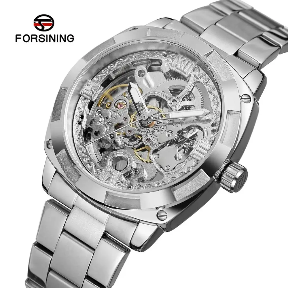 FORSINING chinese wholesale watches mechanical automatic mens luxury stainless steel custom logo wrist watch