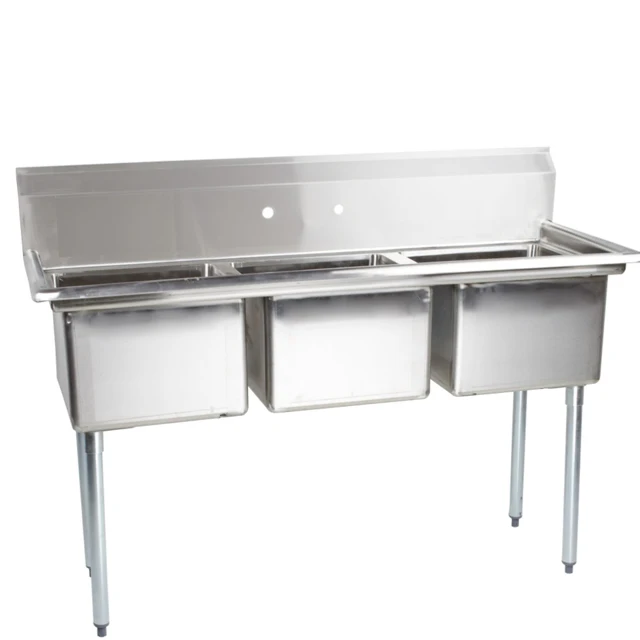 3 Compartment Free Standing Commercial Stainless Steel Sink Wash sinkTable