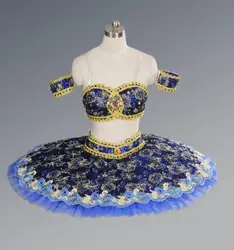 Professional Custom Size Sexy Women Dance Set Blue Performance Ballet Tutu Adult