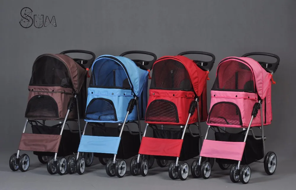 New Pet Stroller Cat Dog Cage 3 Wheels Stroller Travel Folding Carrier