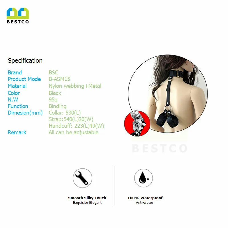 
Adult Game Bdsm Bondage Slave Collar Neck Wrist Sex Toy Handcuff 