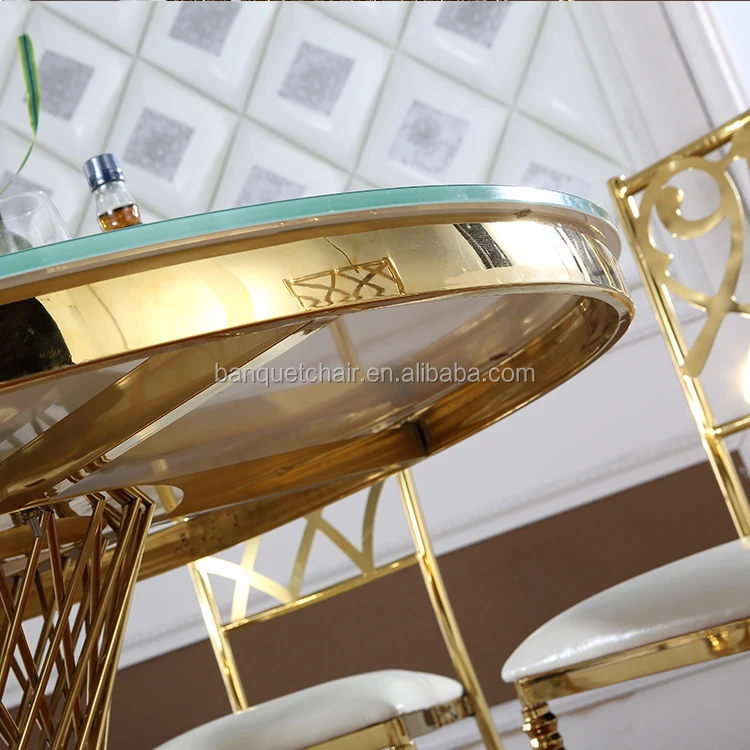 
Home furniture rose gold round dining room table 