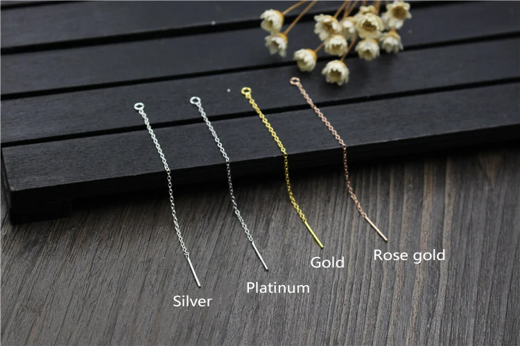7cm/9cm Length 925 Sterling Silver Jewellery Findings Line Wire Venice Chain Thread Ear Stud DIY Earrings Accessories