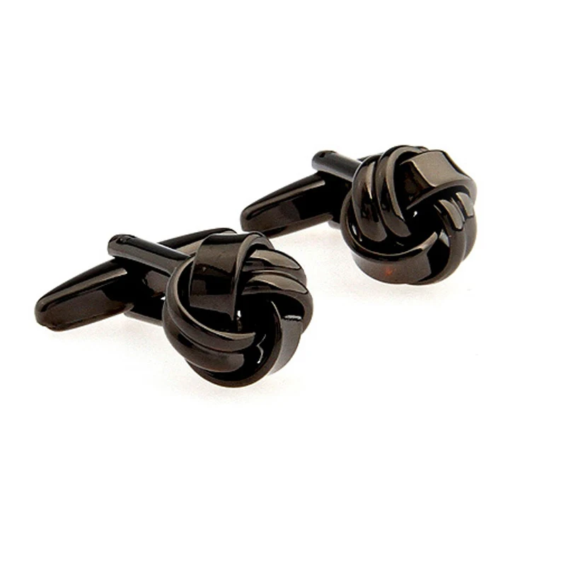 Серебристые, черные запонки с узлом, мужская рубашка, медная Новинка, закрученные Дизайнерские пуговицы для манжет, ювелирные изделия для свадьбы и помолвки