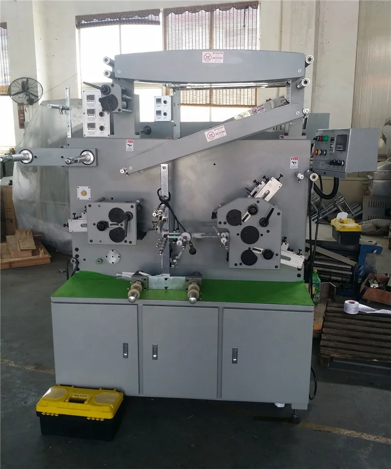 UGS21S 2 color front 1 color back Automatic Flexo Fabric Label Printer, Rotary Flexographic Printing Machine with Perfecto Ink