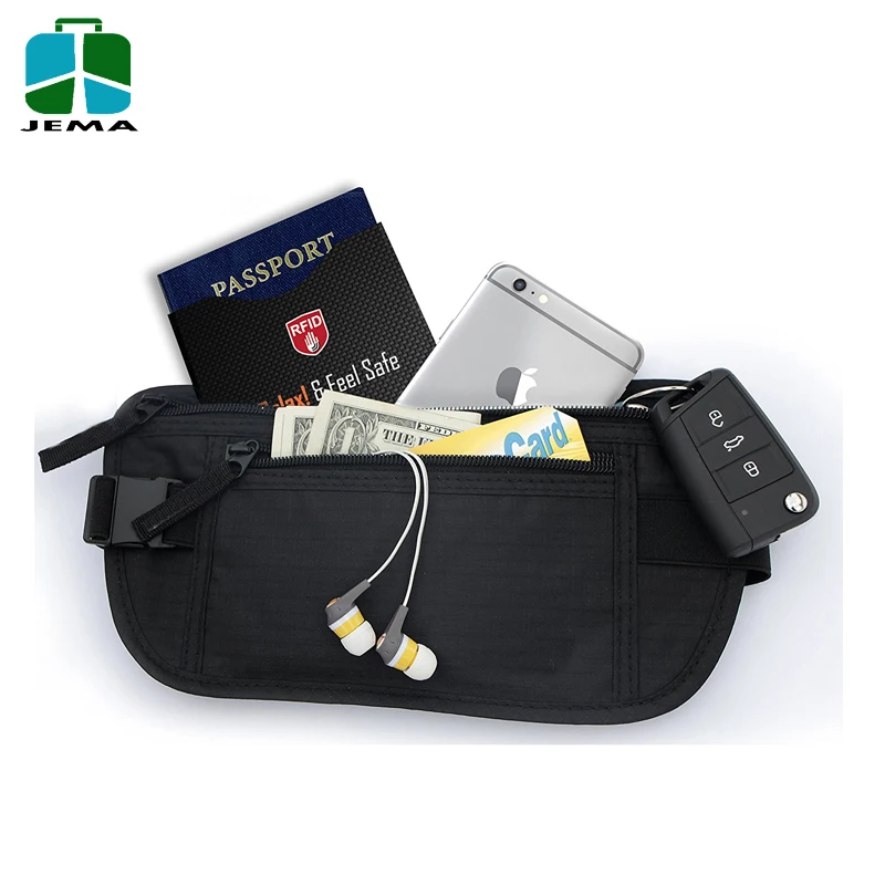 Portable Rfid Travel Blocking Money Belt Waterproof
