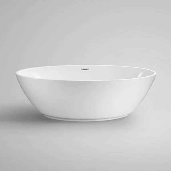 Aifol Modern Luxury Acrylic 63 inch Gloss Deep Soaking Freestanding Oval Bathtub Center Toe-Tap Drain Bath Tub