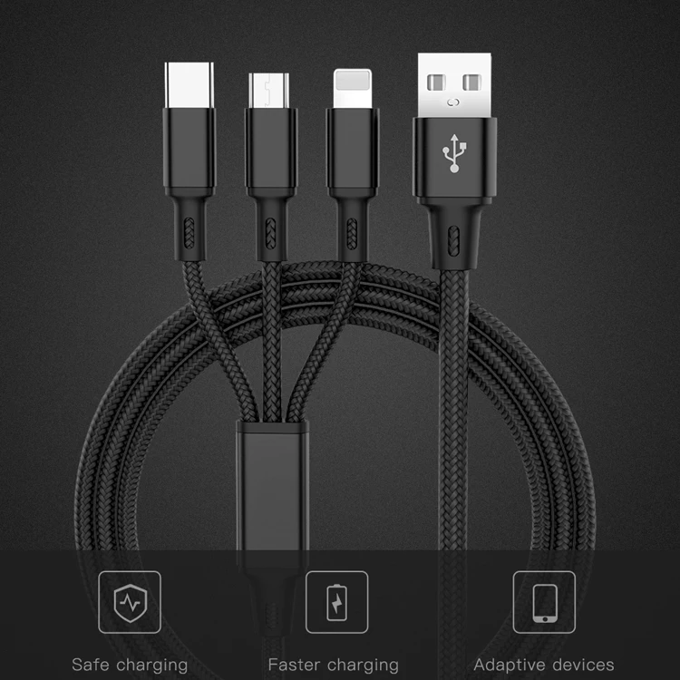 
Factory price 3 in 1 USB charging Cable for type-c Android usb fast charger cable mobile phone tablet charging cable 