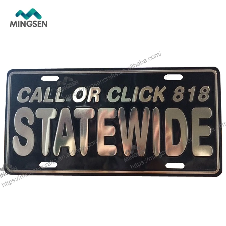 custom made tin metal advertising printing US flag car license plate