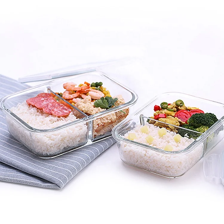 2 Compartment Glass Meal Prep Containers Best Quality Snap Locking Lids Airtight Glass Food Containers