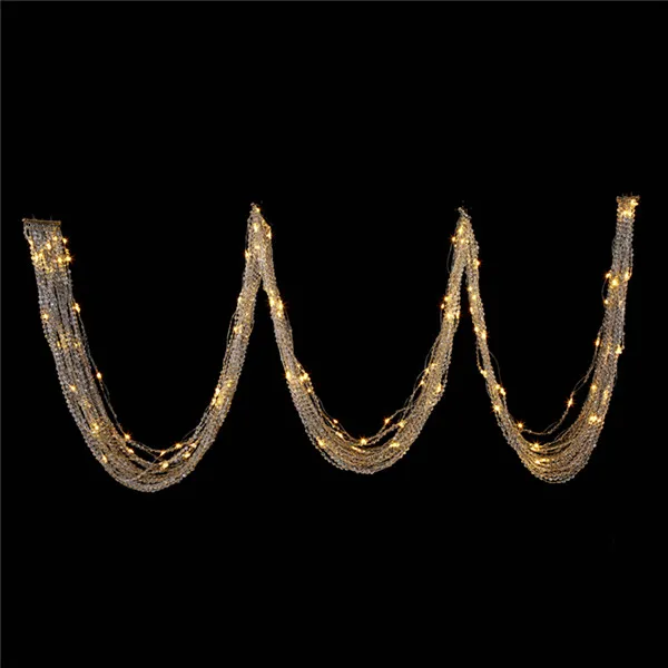 15 FEET LONG DIAMONDS CEILING DRAPE BEADED CURTAIN WAVE DESIGN WITH LED LIGHT